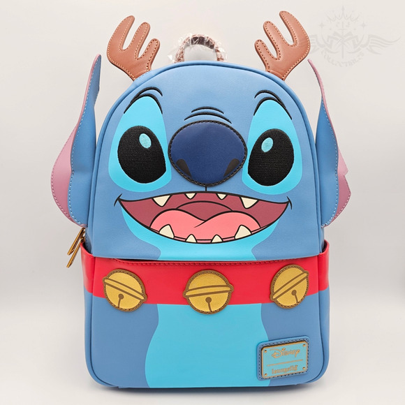 Loungefly Disney Lilo & Stitch Reindeer Christmas Mini Backpack New